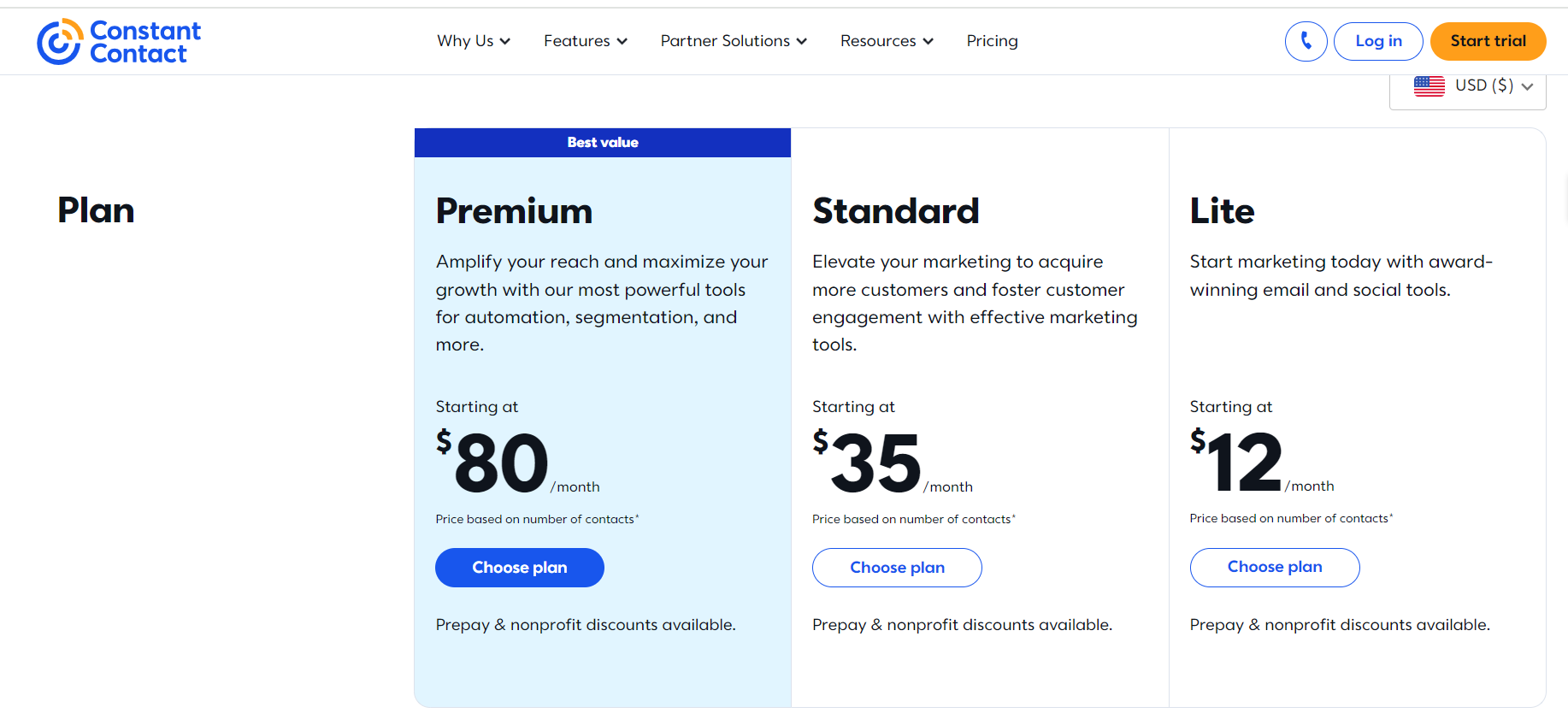 Constant Contact Pricing Plans